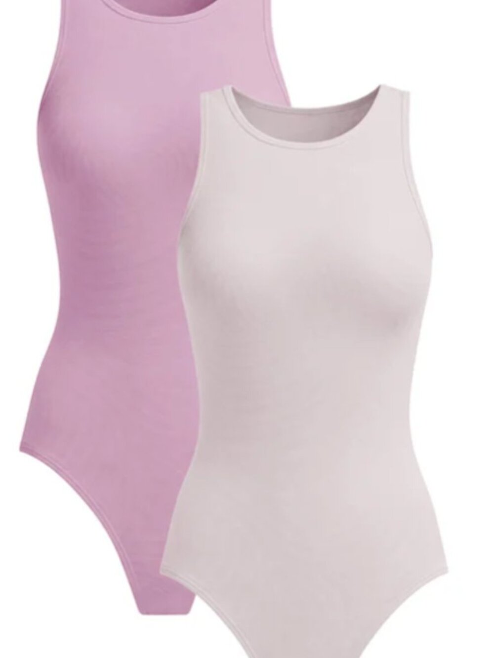 Nearly Nude Women's Seamless Ribbed Bodysuit 2-Pack - Grey/Purple - NEW